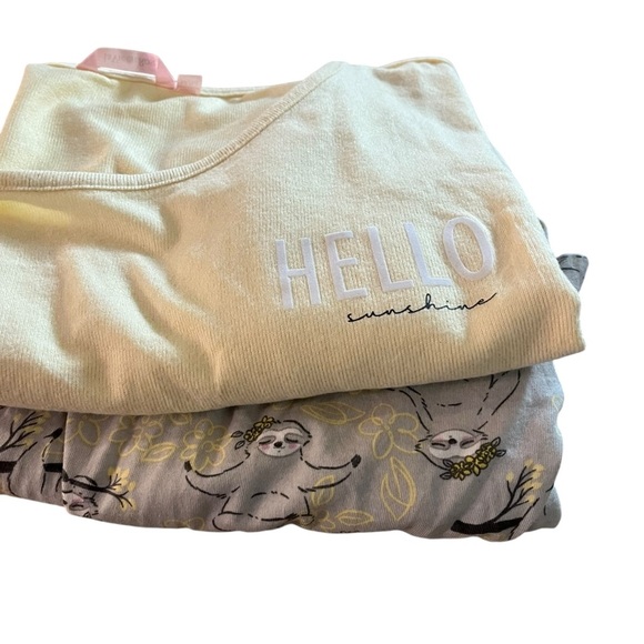 La Vie en Rose ‘hello sunshine’ Pajama set  with sloth print pants size M/L - Picture 11 of 14